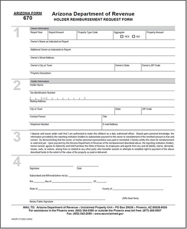 Holder Reimbursement Form Image